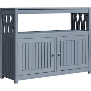 42 in. W x 17 in. D x 32 in. H Gray Acacia Wood Outdoor Storage Cabinet Outdoor Buffet Cabinet Porch Storage