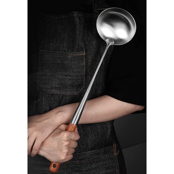 Wudkey Stainless Steel Kitchen Utensil Set with Wooden Handles