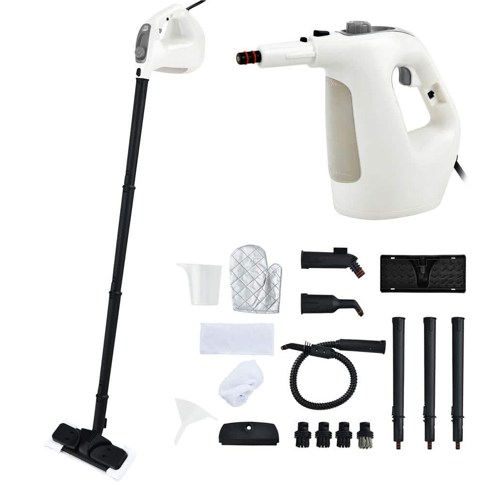 Costway 1400W Multipurpose Pressurized Handheld Corded Steam Mop with 17 Pieces Accessories Gray