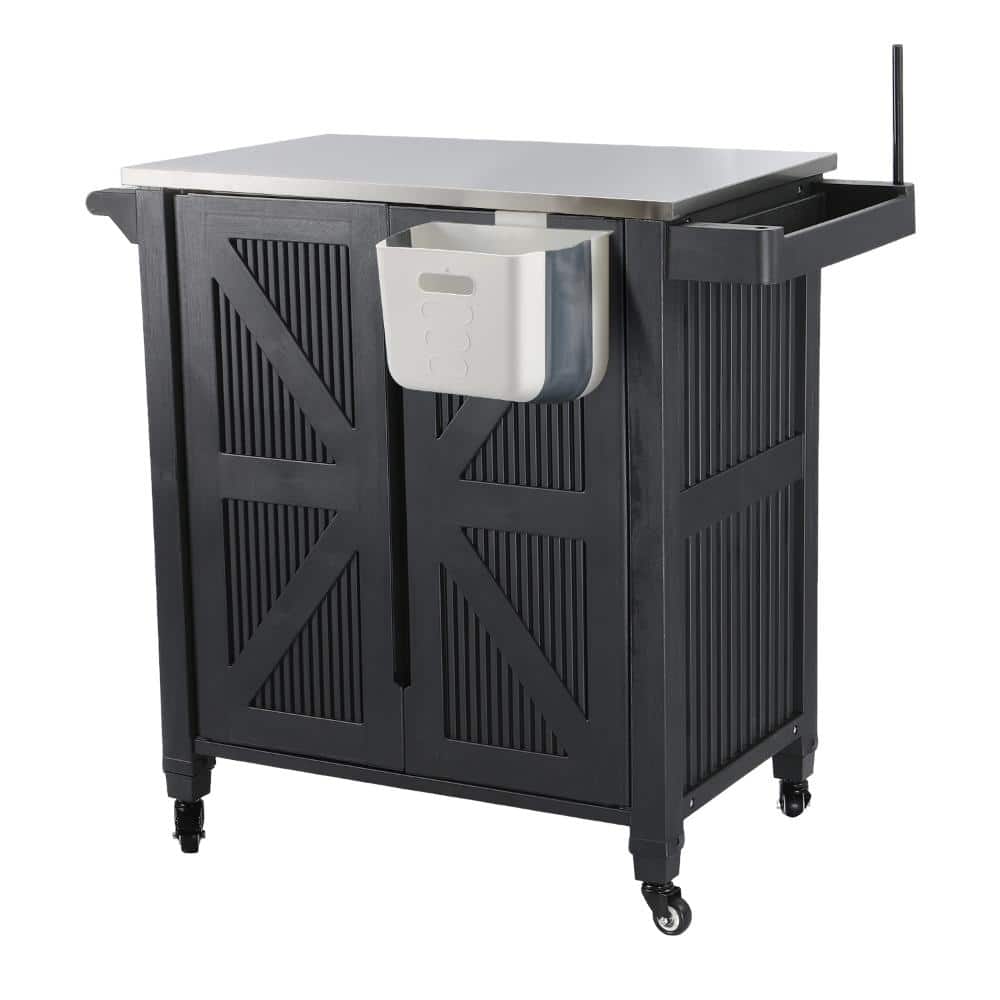 Outdoor Kitchen Grill Cart with Stainless Steel Top, Wheels, Storage Cabinet and BBQ Food Prep Table price history on PriceWatchPro