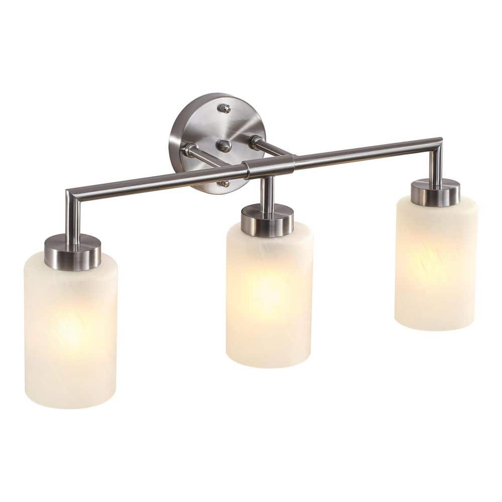 22.44 in. 3-Light Sand Nickel Vanity Lighting Industrial Wall Light Sconce Frosted Milky White Glass Shade price history on PriceWatchPro