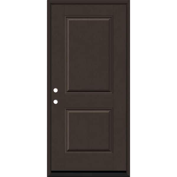 Regency 36 in. x 80 in. 2P Square Top RHIS Hickory Stain Fiberglass Prehung Front Door with 4-9/16 Jamb