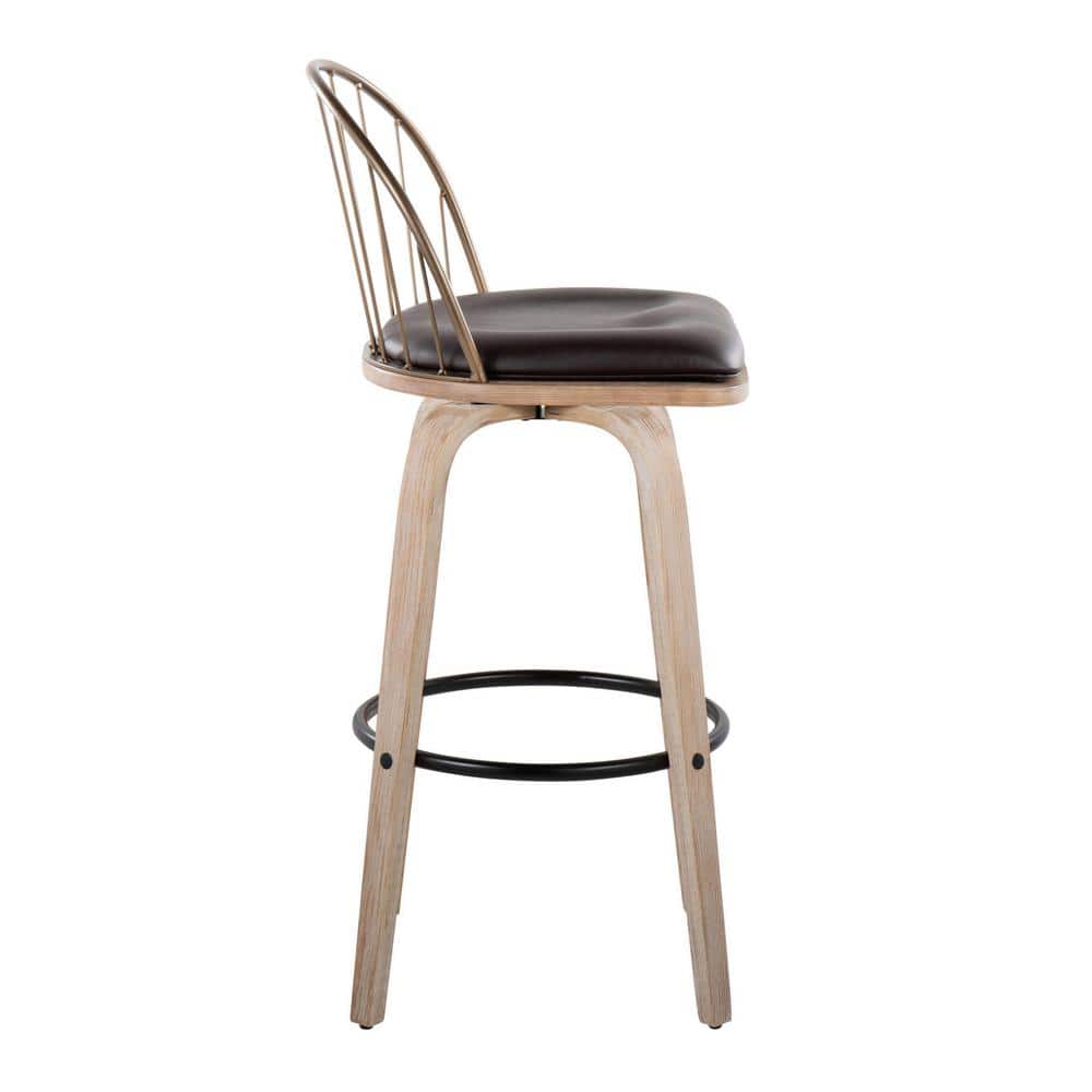 Riley 30" White Washed Wood and Copper Swivel Barstools
