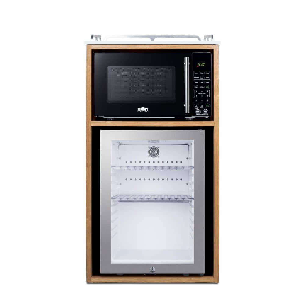 21 in. Wide Coffee Station with Minibar and Microwave in Oak