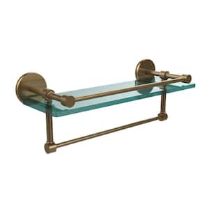 16 in. L x 5 in. H x 5 in. W Clear Glass Bathroom Shelf with Towel Bar in Brushed Bronze