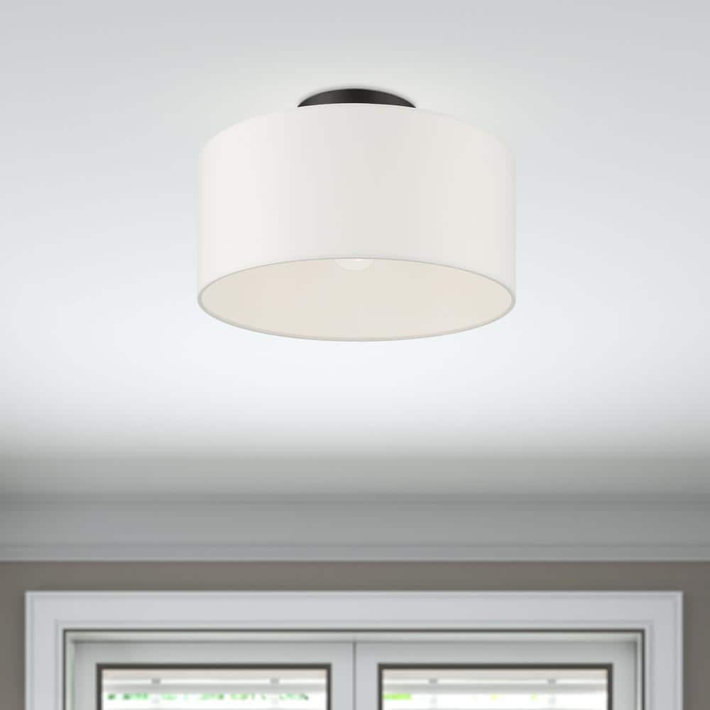 Meridian Contemporary Black Drum Semi-Flush Ceiling Light