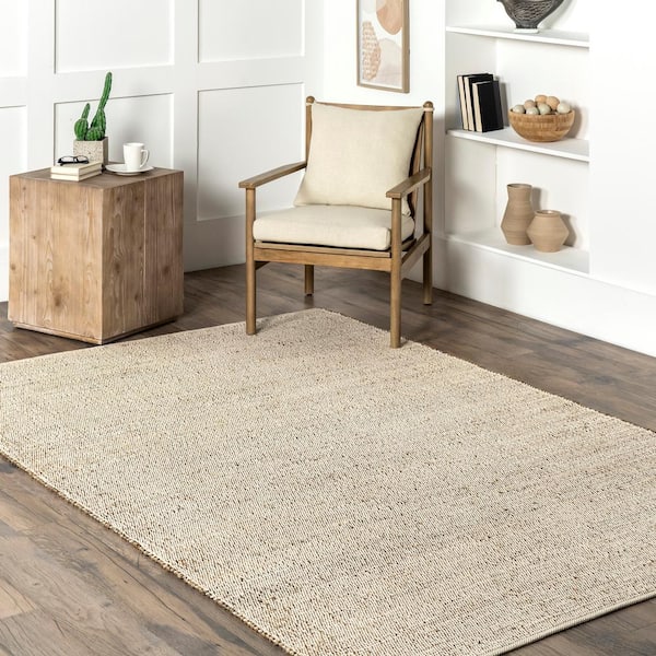 nuLOOM Elfriede Solid Jute Tan 8 ft. x 10 ft. Area Rug HMMT01A