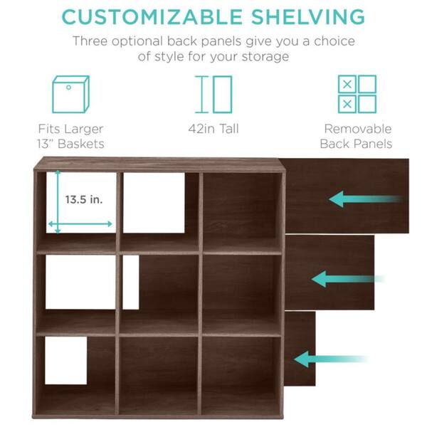 9-Cube Storage Organizer,13.5in Shelf Opening, Bookcase, Display