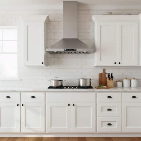 30 in. 900 CFM Convertible Ductless to Ducted Wall Mounted Range Hood in Stainless Steel with Carbon Filter and LED