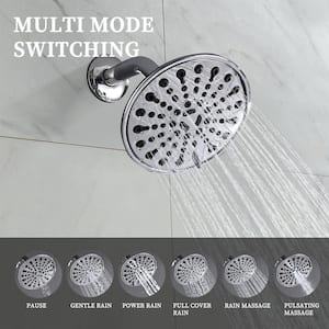 ACAD 6-Spray Patterns with 2.5 GPM 6 in. Height Select Wall Mount Round Shower Faucet in Chrome (Valve Included)