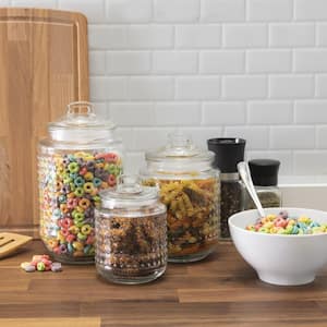 Mason Craft and More 3-Piece Belly Glass Kitchen Canister Set with Lids  TTU-B9023-EC - The Home Depot