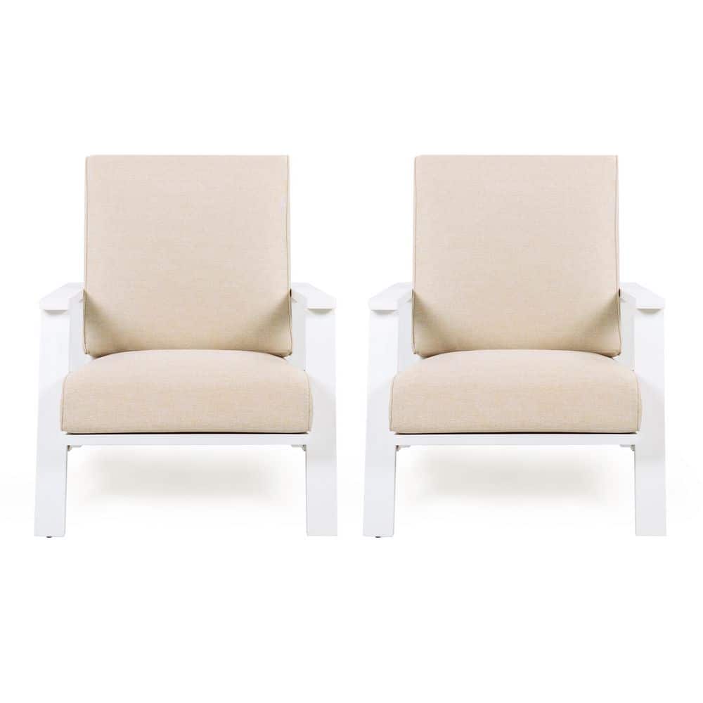 White Acacia Wood Outdoor Club Lounge Chair with Beige CushionGuard Tan Cushions(2-Pack) price history on PriceWatchPro