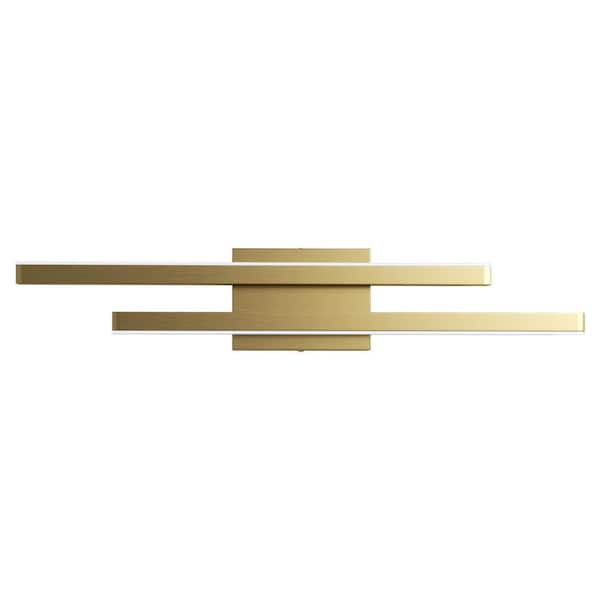 Washington 24 in. 2-Light Electroplating Brass Modern LED Vanity Light with 3-CCT Adjustable Switch