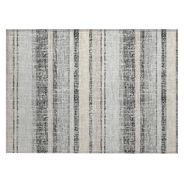 Addison Rugs Chantille Machine Washable Indoor/Outdoor Abstract ACN2122 Black 1 ft. 8 in. x 2 ft. 6 in. Accent Rug