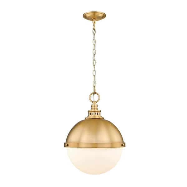 Unbranded Peyton 14.5 in. 2-Light Classic Brass Restoration Pendant with an Iron Shade