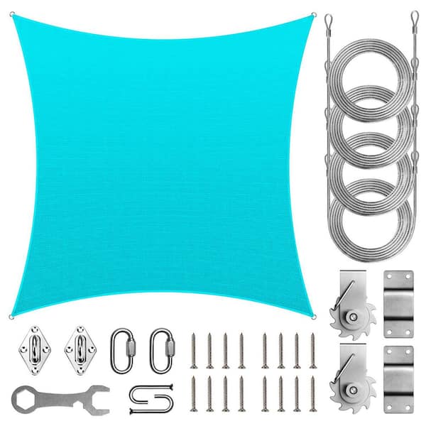 12 ft. x 12 ft. Square Sun Shade Sail with Hardware TAWAL-Turquoise