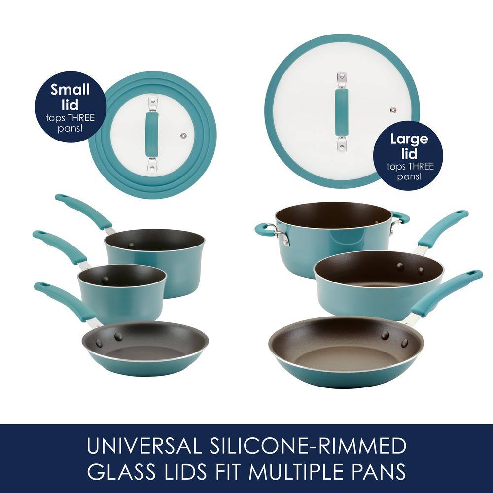 Agave Blue Nonstick Aluminum 10-Piece Cookware Set