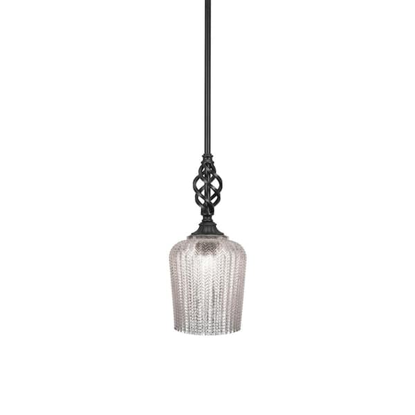 Unbranded Bridgewater 100 W 1-Light Matte Black Standard Mini Pendant Light with Glass Shade