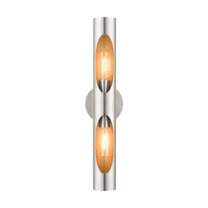 Novato 5.125 in. Brushed Nickel Sconce with Gold Accents