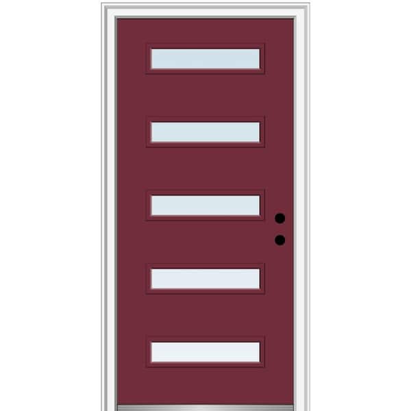 MMI Door 32 in. x 80 in. Davina Left-Hand Inswing 5 Lite Clear Painted Fiberglass Smooth Prehung Front Door on 6-9/16 in. Frame