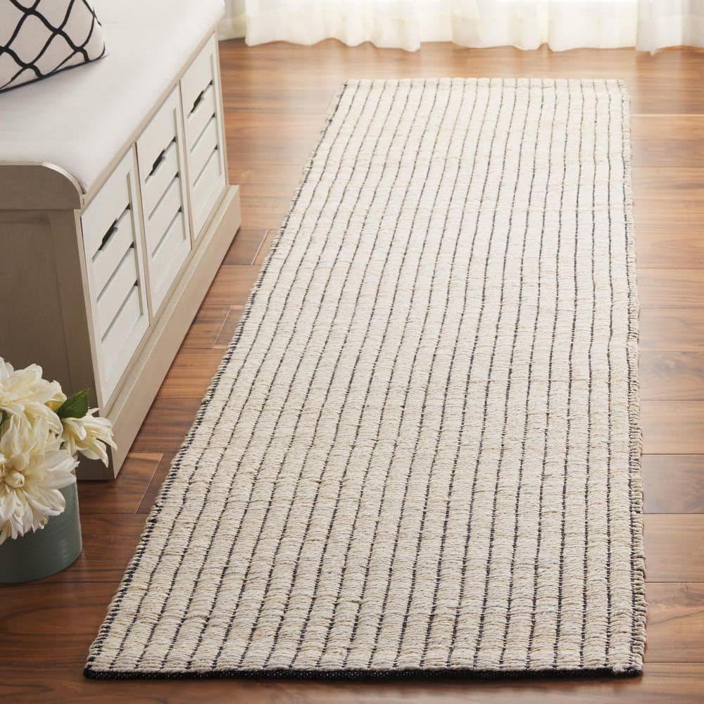 SAFAVIEH Natural Fiber 2 ft. x 8 ft. Ivory Distressed Striped Runner ...