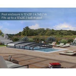 Majorca 15 ft. x 28 ft. Retractable Aluminum in Ground Rectangular Safety Swimming Pool Cover Kit, for 13 x 26 ft. Pools