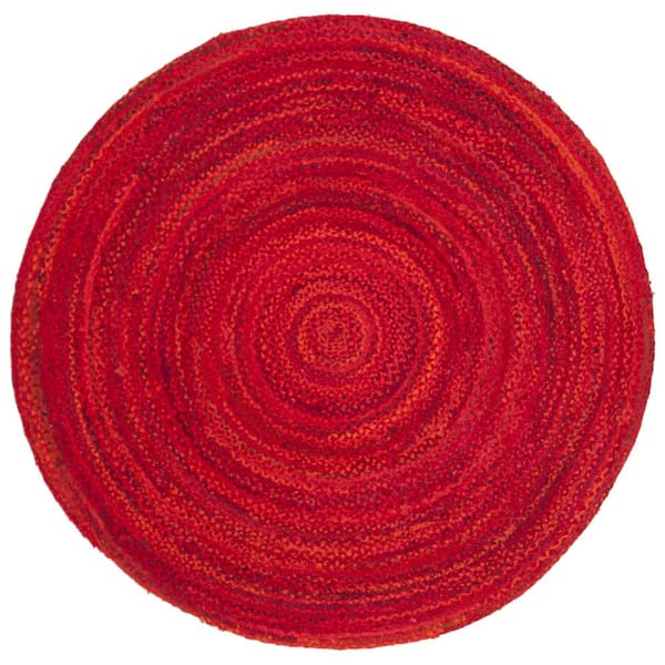Unbranded Red Cotton 6 ft. x 6 ft. Solid Color Indoor Round Area Rug