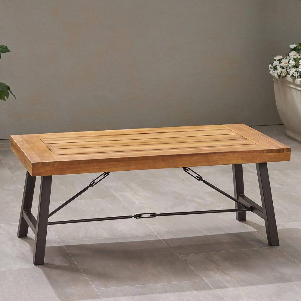 Brown Acacia Wood Rectangle Outdoor Coffee Table with Metal Frame price history on PriceWatchPro