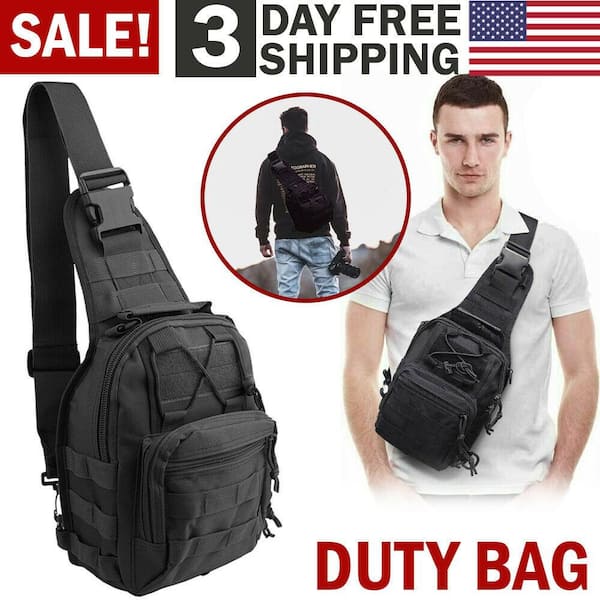 Cisvio 11.02 in. Black Men Backpack Tactical Sling Bag Chest Shoulder Body Day Pack Pouch