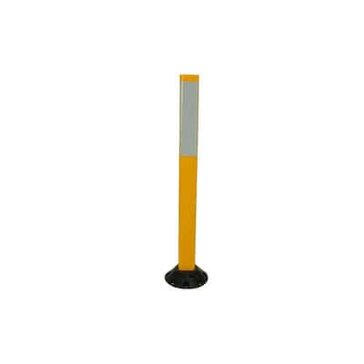 36 in. Yellow Delineator Post and Base with 3 in. x 12 in. High-Intensity White Strip
