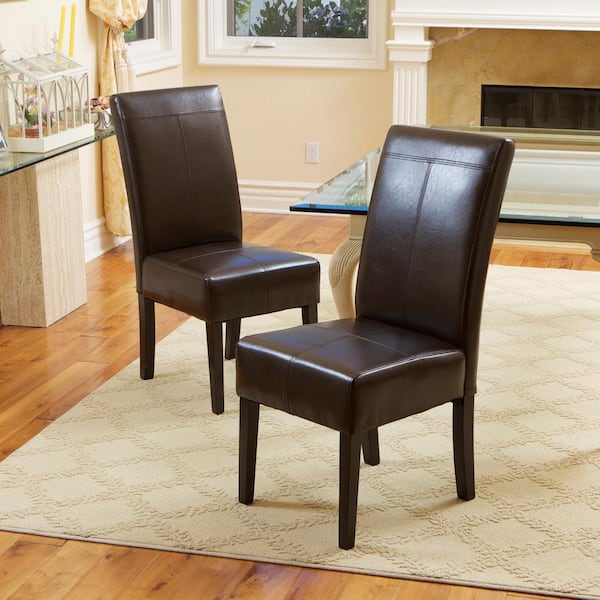 Pertica Brown T-Stitch Dining Chairs (Set of 2)
