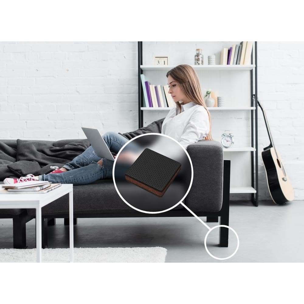Black and Brown 2 Inch Square Non-Slip Furniture Pads