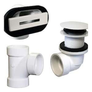 1-1/4 in. Linear Overflow Plumber's Pack with Tee and ADA Tip-Toe Drain in Powder Coat White