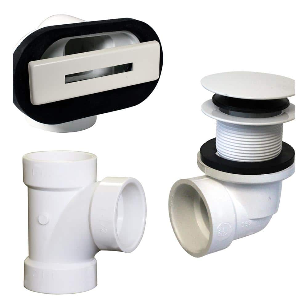 1-1/4 in. Linear Overflow Plumber's Pack with Tee and ADA Tip-Toe Drain in Powder Coat White price history on PriceWatchPro