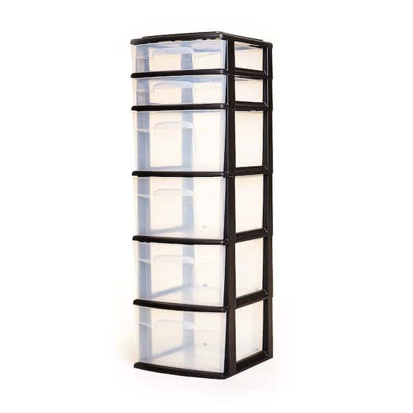 HOMZ Storage Cart with 6 Drawers in Black