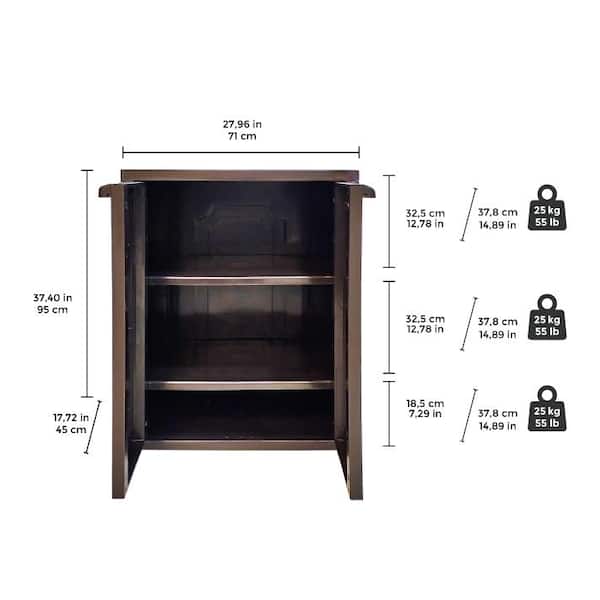 Unbranded - 27.96 in. W x 37.40 in. H x 17.72 in. D Resin 3-Shelf Freestanding Cabinet in Espresso