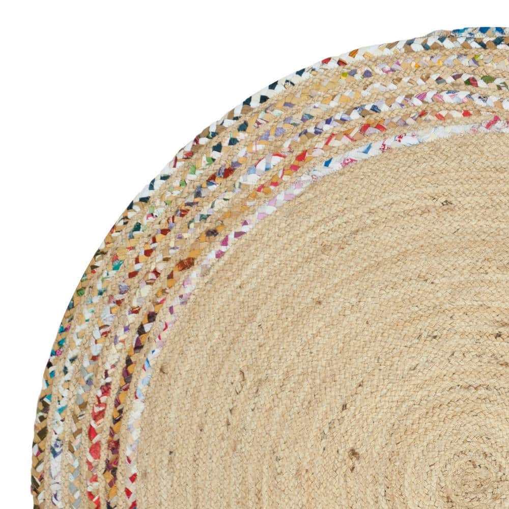 Hand-Knotted Ivory Synthetic 4' Round Area Rug