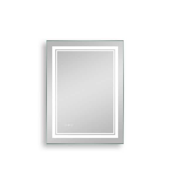 Unbranded 24 in. W x 32 in. H Large Rectangular Frameless Anti-Fog Wall Bathroom Vanity Mirror with Lights