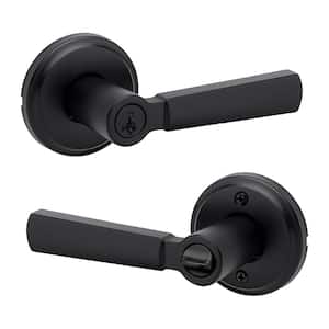 Perth Matte Black Single Cylinder Keyed Entry Door Lever Handle Featuring SmartKey Security