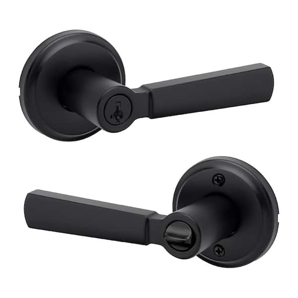 Kwikset Perth Matte Black Single Cylinder Keyed Entry Door Lever Handle ...