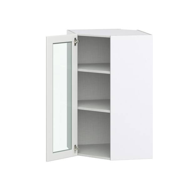 J COLLECTION Littleton Painted Gray Recessed Assembled Wall Diagonal Corner Kitchen Cabinet (24 in. W x 40 in. H x 14 in. D)