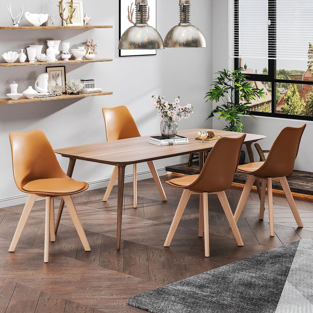 VECELO Modern Dining Chairs Set of 4 Mid Century Padded Seat Side