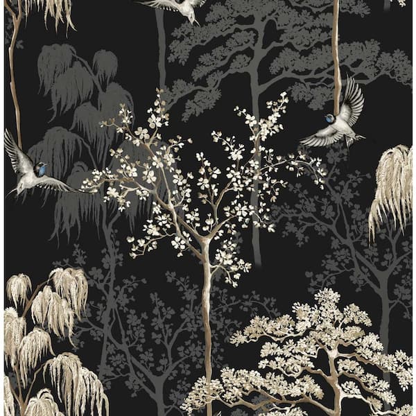 Vintage Chinoiserie Flying Birds Wallpaper  EazzyWalls