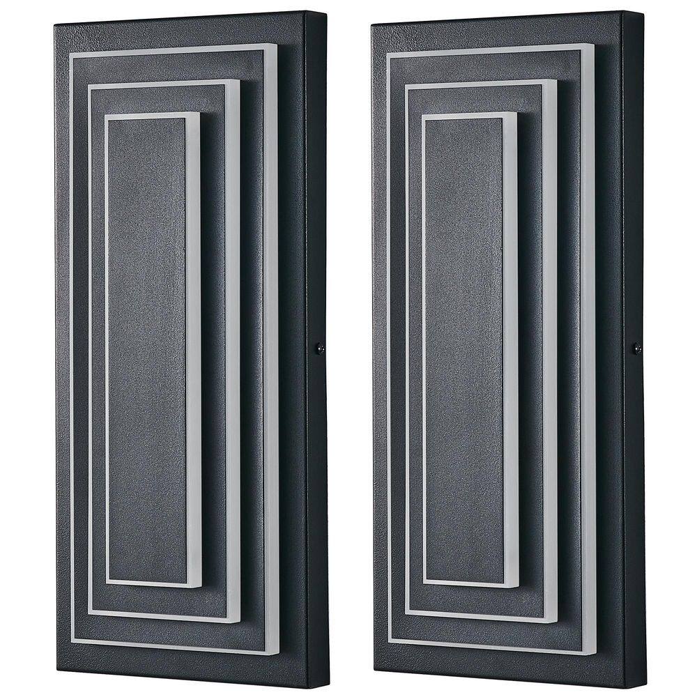 3-Tier 15.7 in Outdoor Light Fixture Black Exterior Wall Light LED Modern Wall Sconce Waterproof Garage Lighting(2 Pack) price history on PriceWatchPro