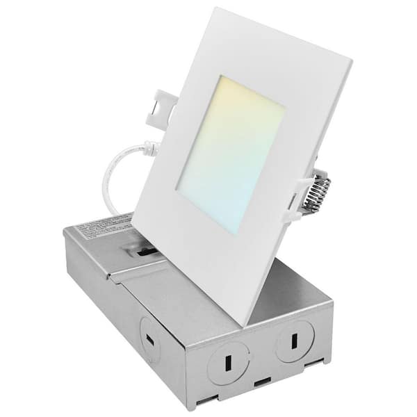 4 in. Integrated LED Square Recessed Light Canless Spotlight 8/10/13-Watt 5CCT 650/800/1266LM IC Rated Wet Rated ETL