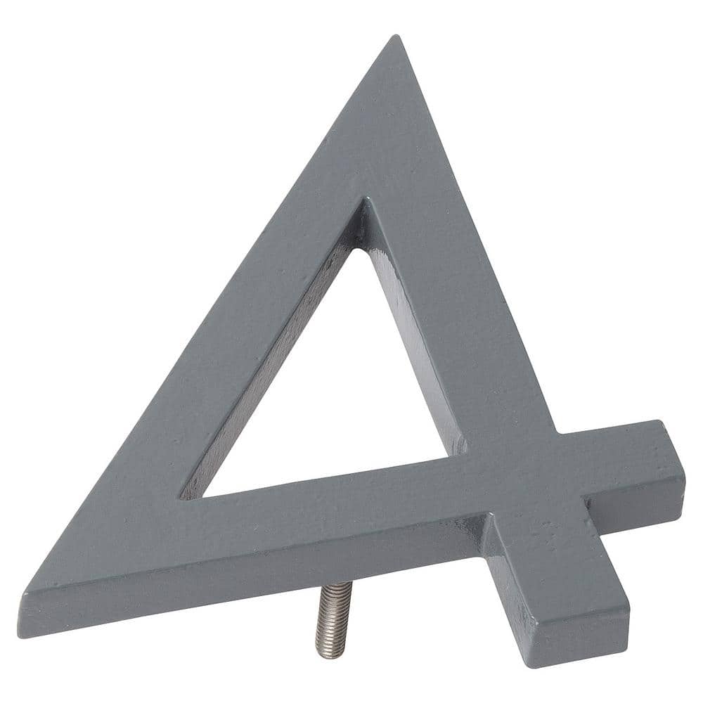 4 in. Gray Aluminum Floating or Flat Modern House Number 4 product image for price tracking