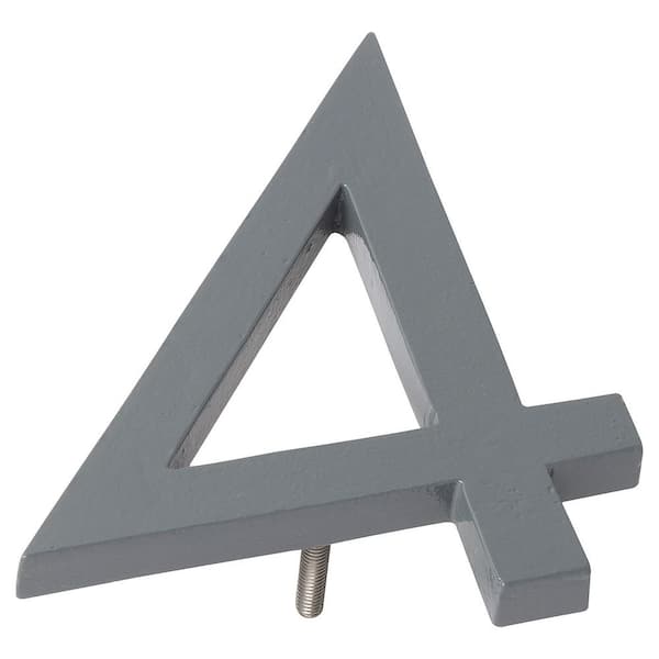 Montague Metal Products 4 in. Gray Aluminum Floating or Flat Modern House Number 4