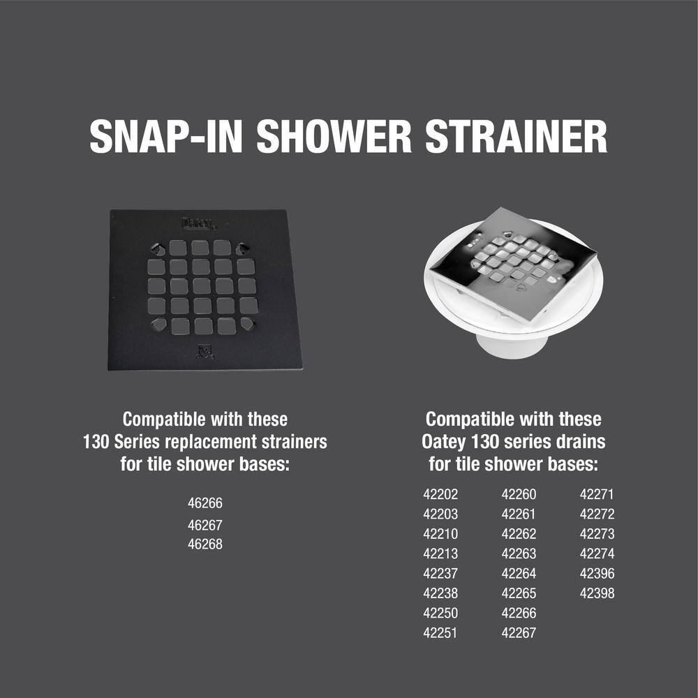 Matte Black Stainless Steel Square Shower Drain Strainer, 4-1/4"