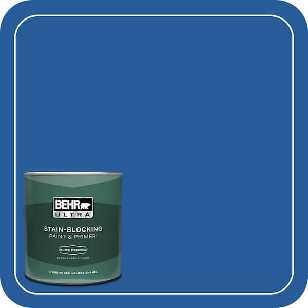 BEHR ULTRA 1 qt. #P510-7 Beacon Blue Extra Durable Semi-Gloss Enamel Interior Paint & Primer