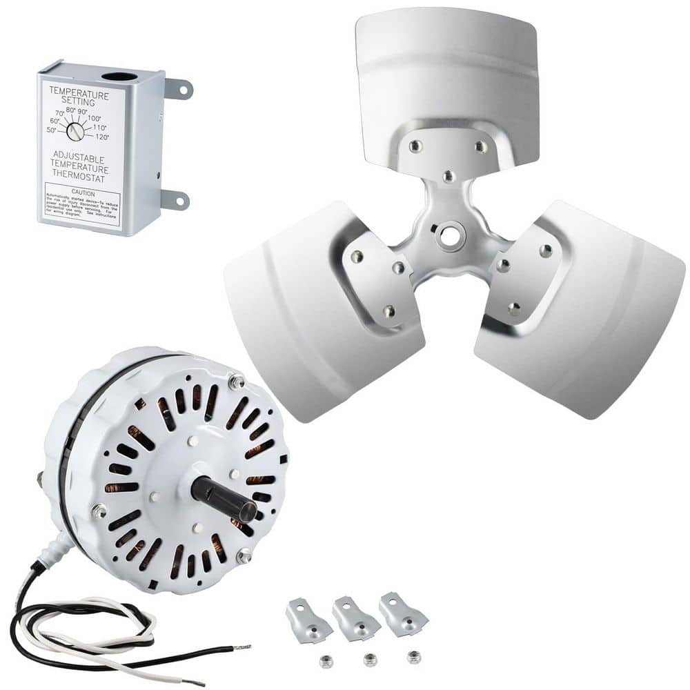 Replacement Attic Fan Motor 3.4 Amps 1100RPM 1/10HP 120V with 58033 Adjustable Thermostat Switch and Fan Blade Kit price history on PriceWatchPro